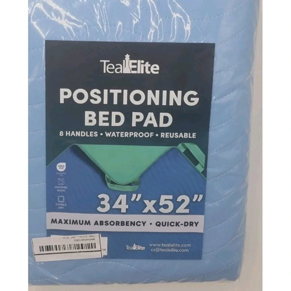 2 Teal Elite Washable Positioning Bed Pad with 8 Reinforced Handles – 34